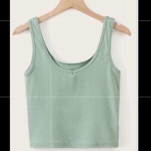 Shien ribbed tank mint green